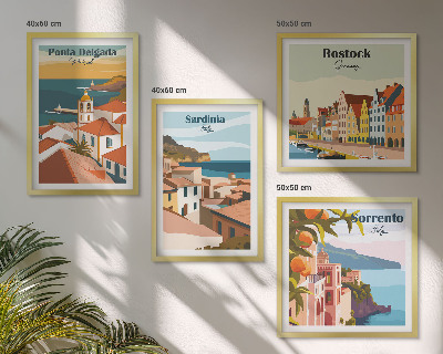 Ensemble de 4 tableaux Vues des ports européens