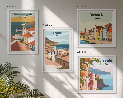 Ensemble de 4 tableaux Vues des ports européens
