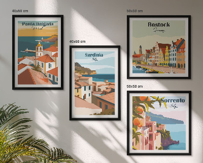 Ensemble de 4 tableaux Vues des ports européens