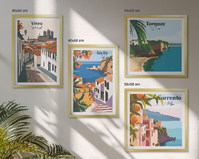 Polyptyque z cadres Illustrations rétro de villes du monde