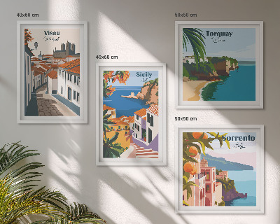 Polyptyque z cadres Illustrations rétro de villes du monde