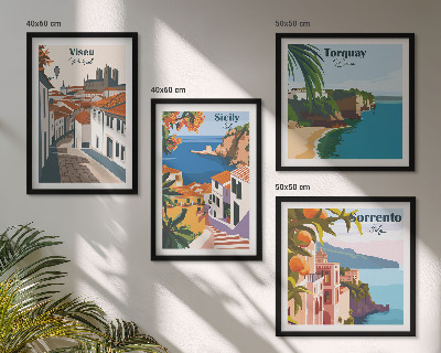 Polyptyque z cadres Illustrations rétro de villes du monde
