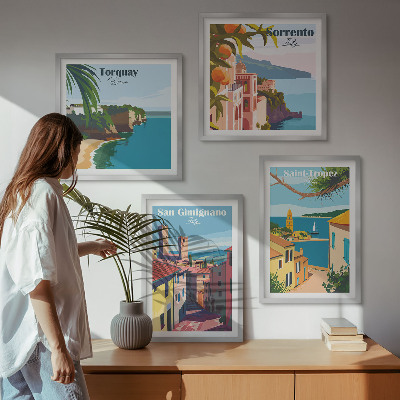 Ensemble de 4 tableaux Villes balnéaires italiennes