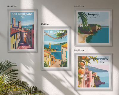 Ensemble de 4 tableaux Villes balnéaires italiennes