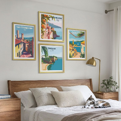 Ensemble de 4 tableaux Villes balnéaires italiennes