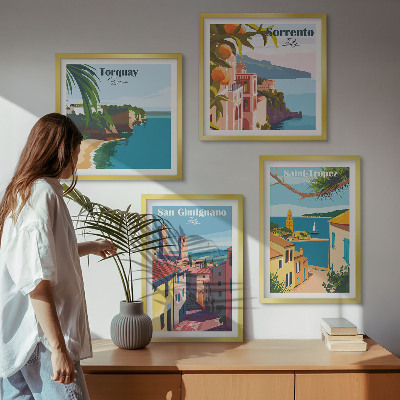 Ensemble de 4 tableaux Villes balnéaires italiennes