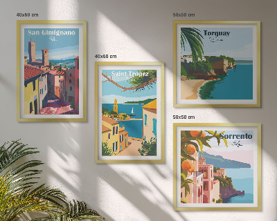 Ensemble de 4 tableaux Villes balnéaires italiennes