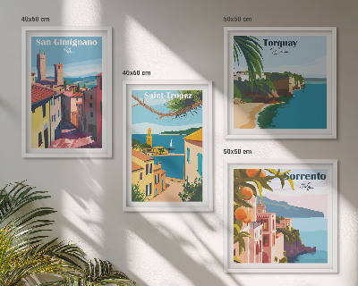 Ensemble de 4 tableaux Villes balnéaires italiennes
