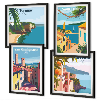 Ensemble de 4 tableaux Villes balnéaires italiennes