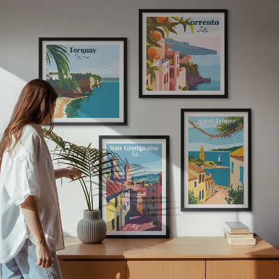 Ensemble de 4 tableaux Villes balnéaires italiennes