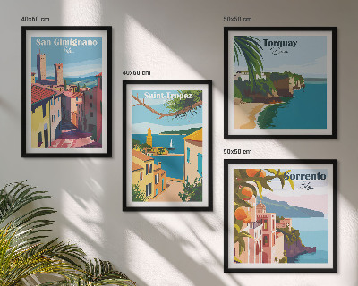 Ensemble de 4 tableaux Villes balnéaires italiennes