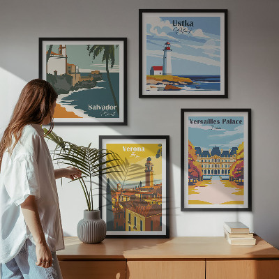 Polyptyque z cadres Vues de lieux célèbres en bord de mer