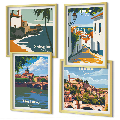 Mur de tableaux Graphismes de ville rétro