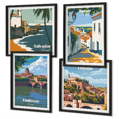 Mur de tableaux Graphismes de ville rétro