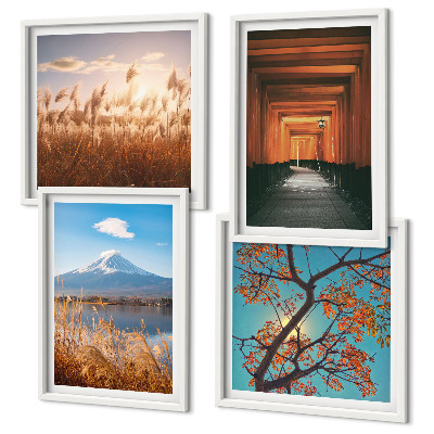 Ensemble de 4 tableaux Paysages naturels japonais