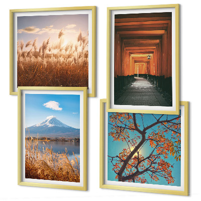 Ensemble de 4 tableaux Paysages naturels japonais