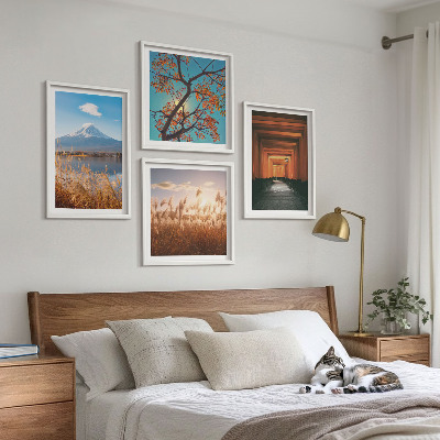 Ensemble de 4 tableaux Paysages naturels japonais