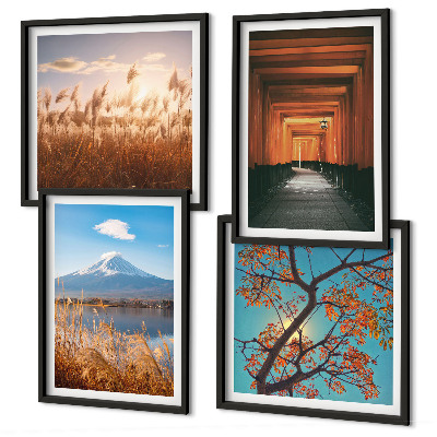 Ensemble de 4 tableaux Paysages naturels japonais