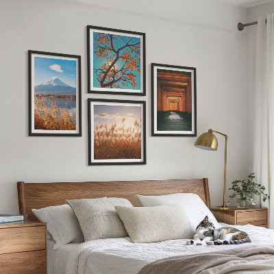 Ensemble de 4 tableaux Paysages naturels japonais