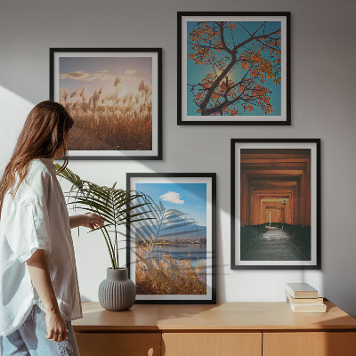 Ensemble de 4 tableaux Paysages naturels japonais