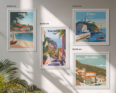 Ensemble de 4 tableaux Illustrations de villes balnéaires