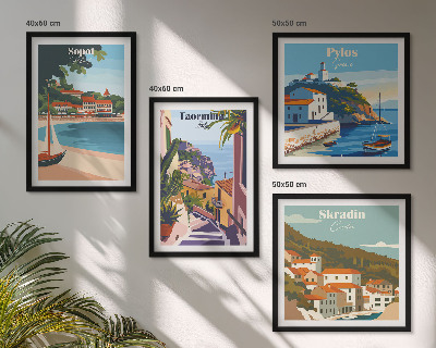 Ensemble de 4 tableaux Illustrations de villes balnéaires