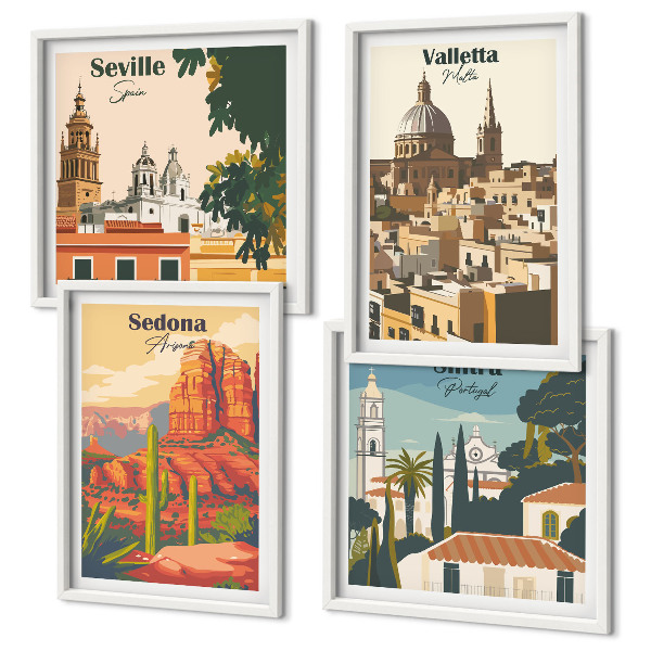 Mur de tableaux Paysages urbains rétro de sedona et sintra