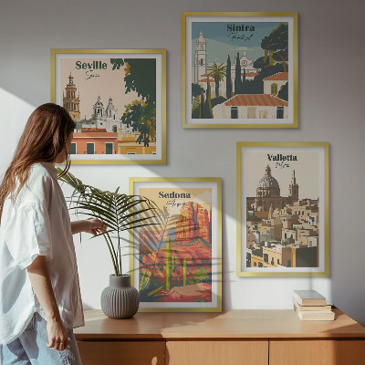 Mur de tableaux Paysages urbains rétro de sedona et sintra