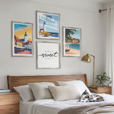 Ensemble de 4 tableaux Villes polonaises ustka tarnów sopot