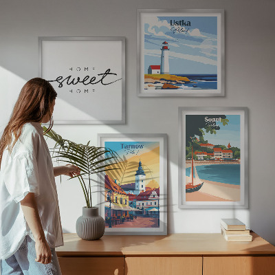 Ensemble de 4 tableaux Villes polonaises ustka tarnów sopot