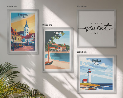 Ensemble de 4 tableaux Villes polonaises ustka tarnów sopot