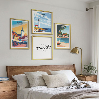 Ensemble de 4 tableaux Villes polonaises ustka tarnów sopot