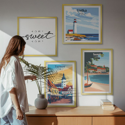Ensemble de 4 tableaux Villes polonaises ustka tarnów sopot