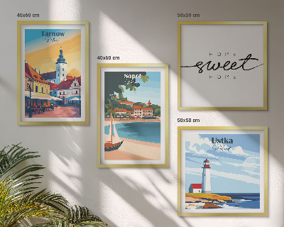Ensemble de 4 tableaux Villes polonaises ustka tarnów sopot