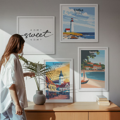 Ensemble de 4 tableaux Villes polonaises ustka tarnów sopot