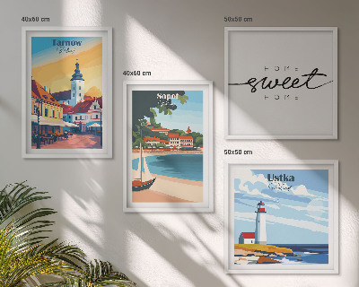 Ensemble de 4 tableaux Villes polonaises ustka tarnów sopot