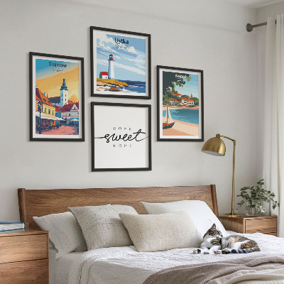 Ensemble de 4 tableaux Villes polonaises ustka tarnów sopot