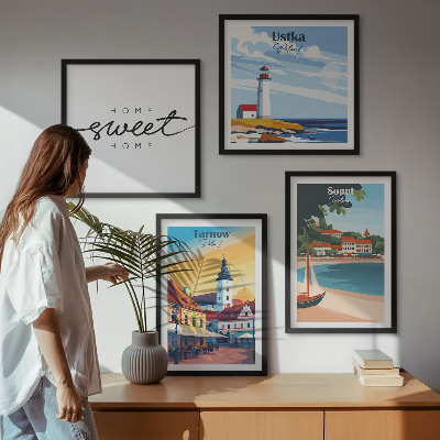 Ensemble de 4 tableaux Villes polonaises ustka tarnów sopot