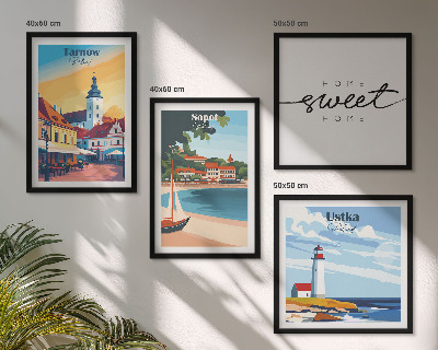 Ensemble de 4 tableaux Villes polonaises ustka tarnów sopot