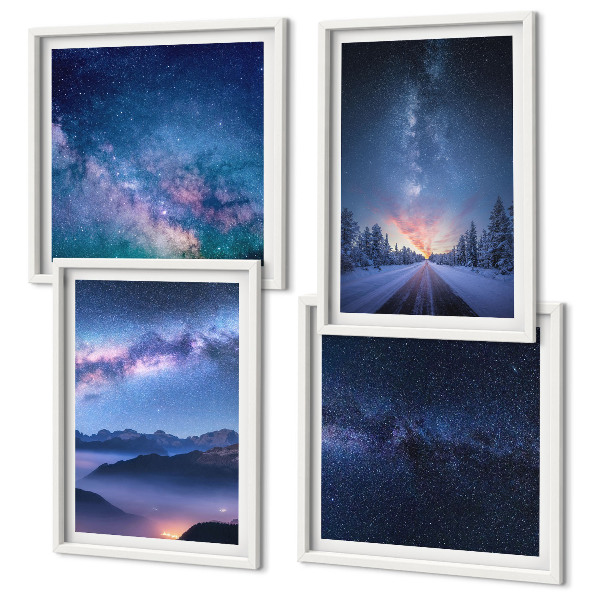 Polyptyque z cadres Ciel nocturne montagnes espace hivernal