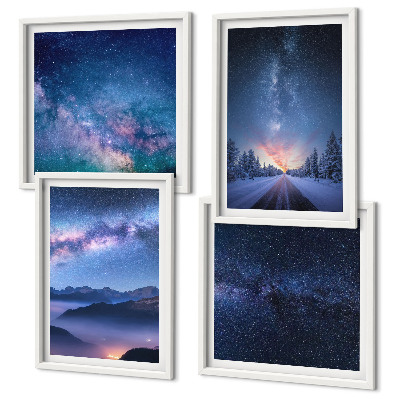 Polyptyque z cadres Ciel nocturne montagnes espace hivernal