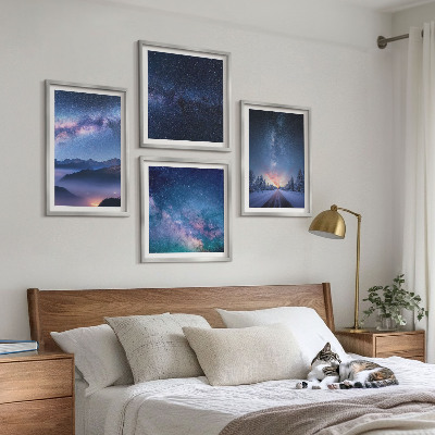 Polyptyque z cadres Ciel nocturne montagnes espace hivernal
