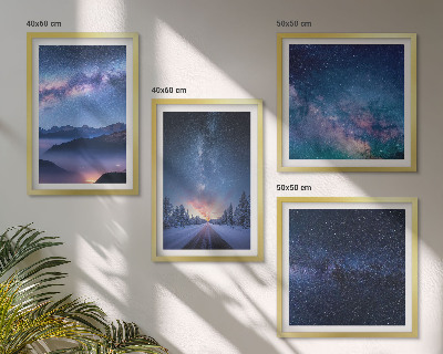 Polyptyque z cadres Ciel nocturne montagnes espace hivernal