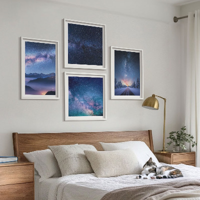 Polyptyque z cadres Ciel nocturne montagnes espace hivernal