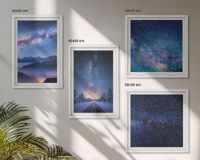 Polyptyque z cadres Ciel nocturne montagnes espace hivernal