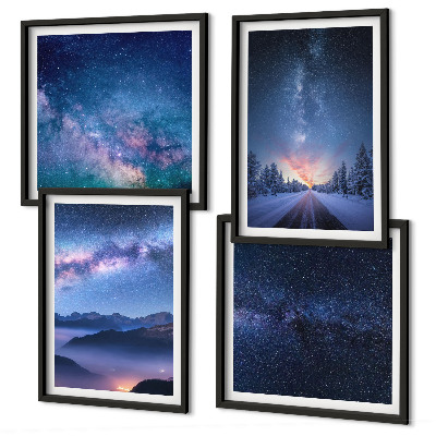 Polyptyque z cadres Ciel nocturne montagnes espace hivernal