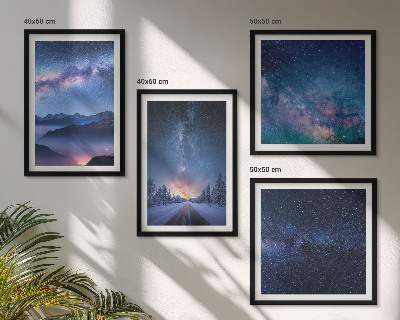 Polyptyque z cadres Ciel nocturne montagnes espace hivernal