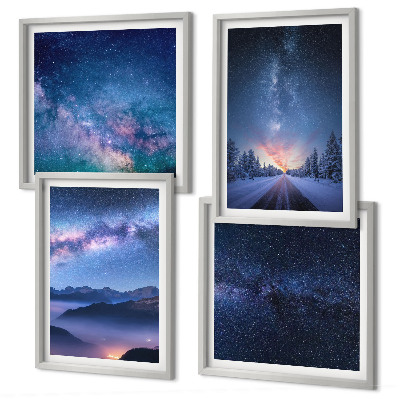 Polyptyque z cadres Ciel nocturne montagnes espace hivernal
