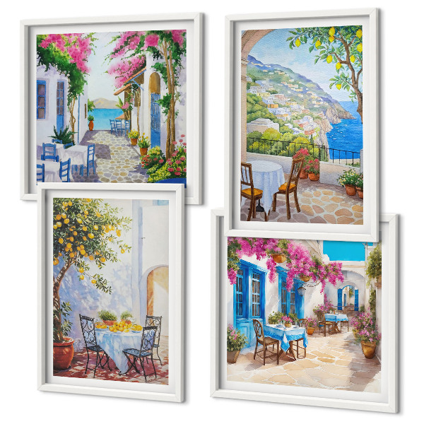 Mur de tableaux Rues charmantes bordées de plantes