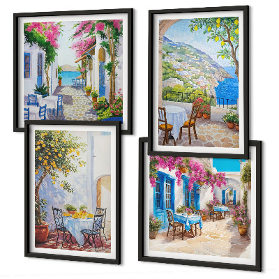 Mur de tableaux Rues charmantes bordées de plantes